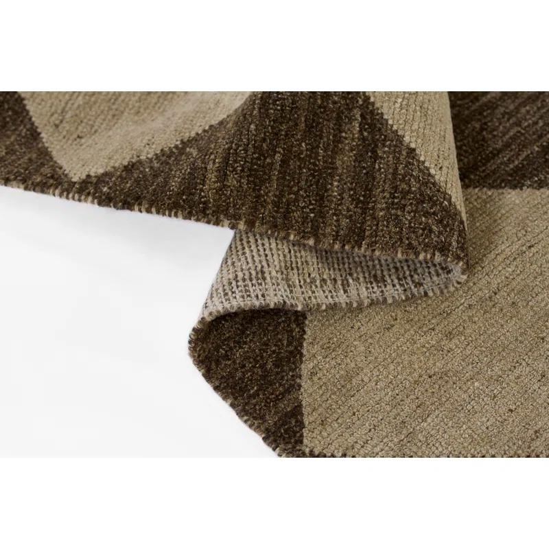 Winnie Geometric Hand-Knotted Wool Area Rug in Brown/Tan