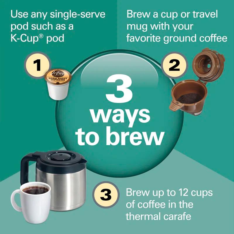 Hamilton Beach® FlexBrew® Trio 2-Way Coffee Maker, Single Serve & Full 12-Cup Pot, Compatible with K-Cup Pods or Grounds