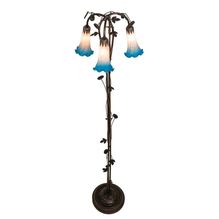 Meyda Lighting 58" High Amber/Green Pond Lily 3 Light Floor Lamp | Perigold