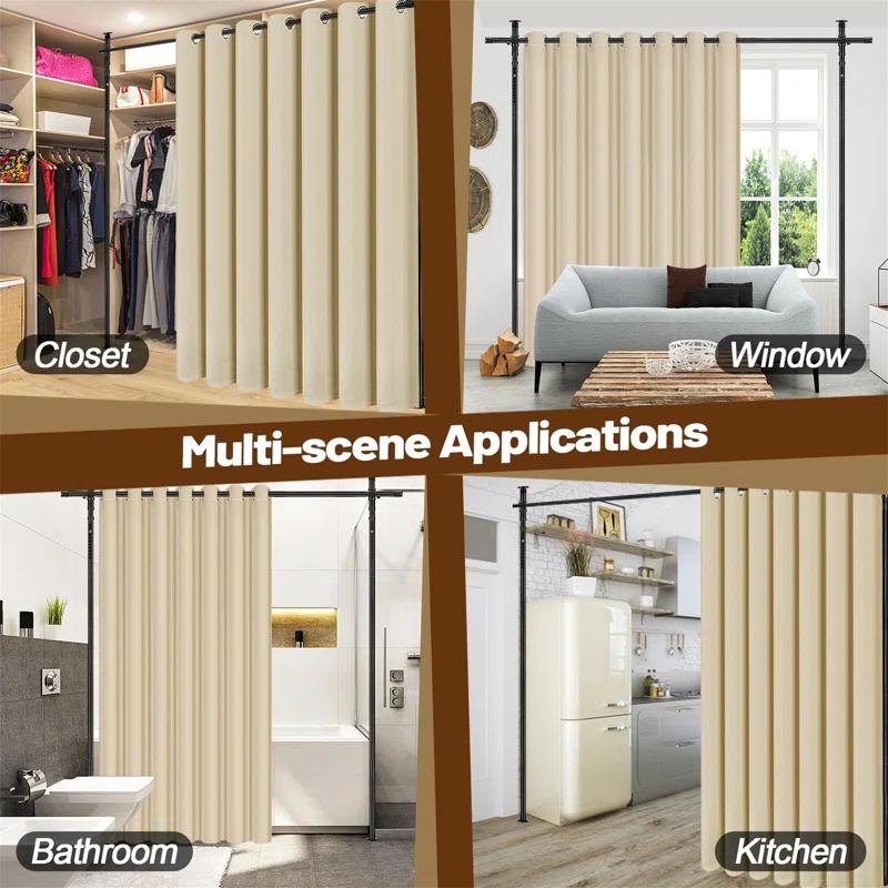 Blooming Room Divider Curtain And Rod Set