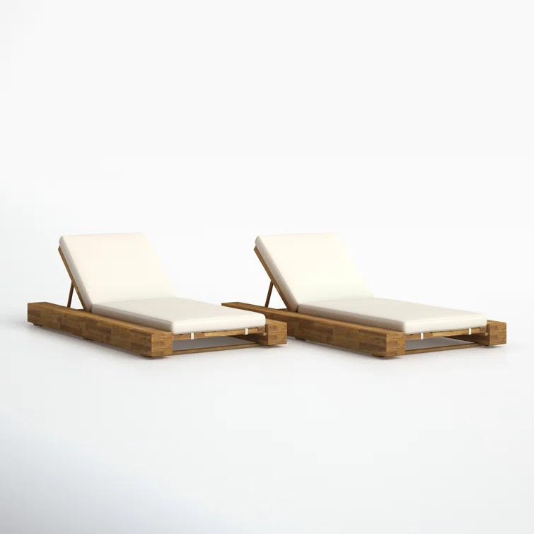 Donnie 39'' Outdoor Acacia Chaise Lounge (Set of 2)