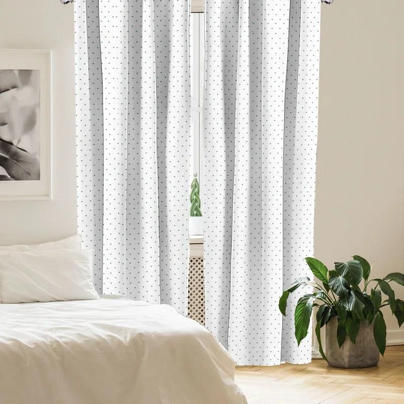 Polka Dot Semi-Sheer Rod Pocket Curtain Panels (Set of 2)