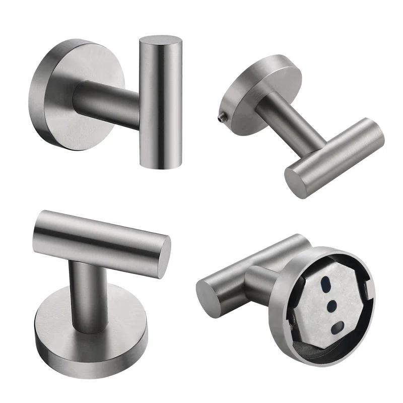 maiguoone A4BK-801 Bathroom Stainless Steel Towel Hooks Wall Mounted 4-Pack