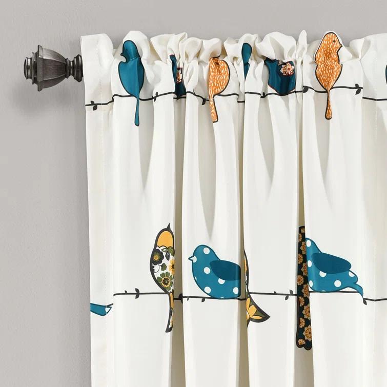 Frifoho Rowley Birds Room Darkening Thermal Rod Pocket Curtain Panels (Set of 2)