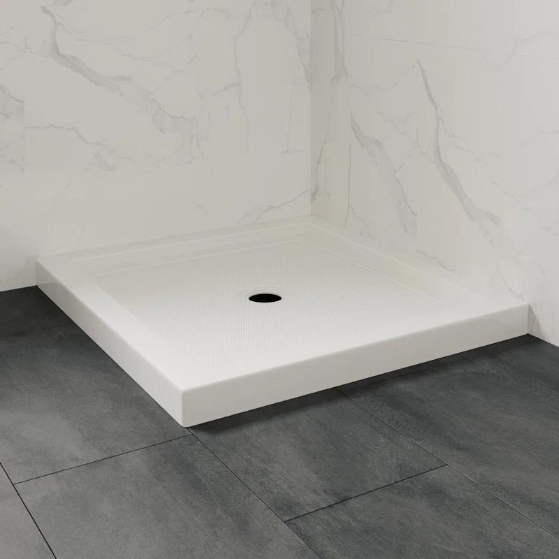 Ove Decors 15SBR-OLIV38-WHTWM OVE Decors 38" x 36" Rectangle Shower Base Pan, White Acrylic, Center Drain, Reversible Design