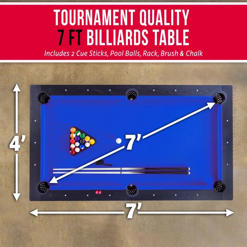 GoSports GoSports 7 ft Pool Table - Modern Billiards Table - Accessories Included