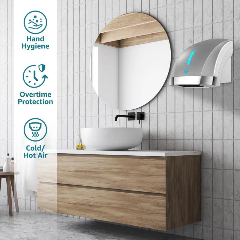 NATIONAL WINDOW Hand Dryers For Bathrooms Commercial, Electric Hand Dryer Touchless, Extra Quiet Low Noise(40Db), Wall Mounted Type(1600W)