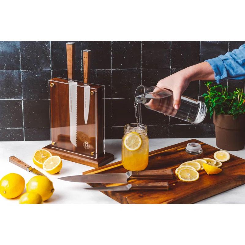 Schmidt Brothers Cutlery Schmidt Brothers™ Cutlery Walnut & Brass 6 Piece Knife Block Set & Reviews | Wayfair
