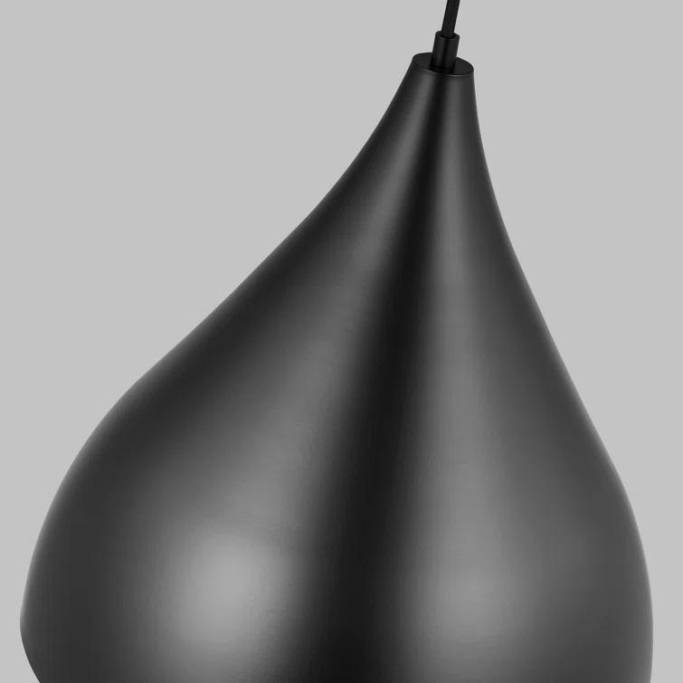 Midnight Black 14" Glass Pendant Light with Steel Shade