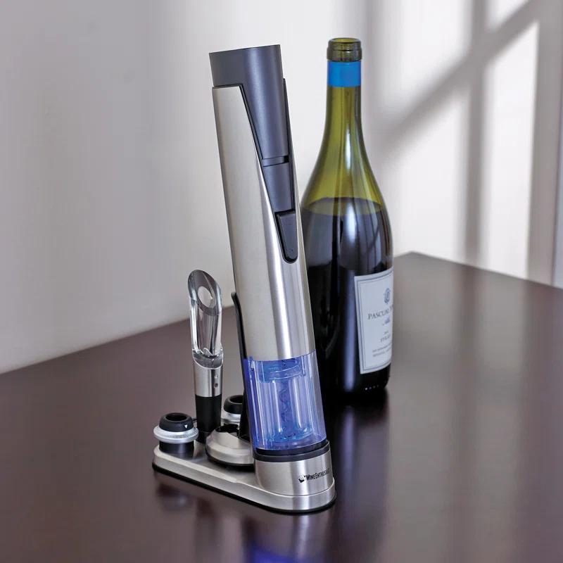 Stainless Steel Cordless Wine Bottle Opener and Preserver Set