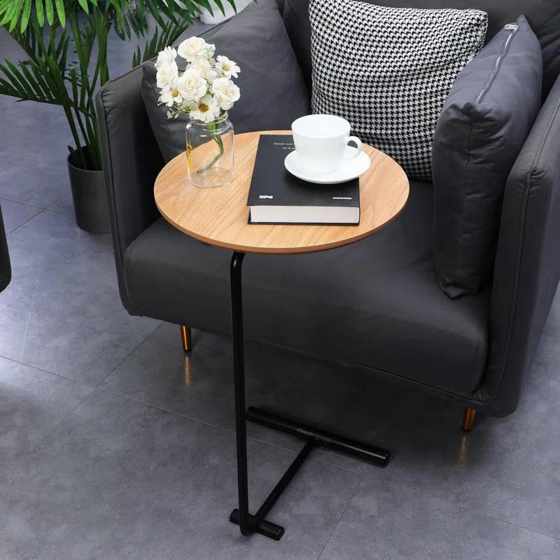 17 Stories Side Table For Couch,C Shaped End Table Slide Under Sofa For Living Room Bedroom Small Space,Laptop Snack Coffee Tables Wood,Natural Wood