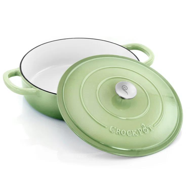Crock-pot Crock Pot Artisan 5 Quart Round Enameled Cast Iron Braiser Pan With Self Basting Lid In Pistachio Green | Wayfair