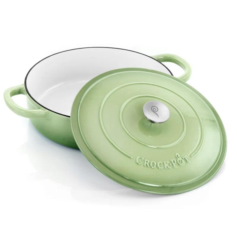 Crock-pot Crock Pot Artisan 5 Quart Round Enameled Cast Iron Braiser Pan With Self Basting Lid In Pistachio Green | Wayfair