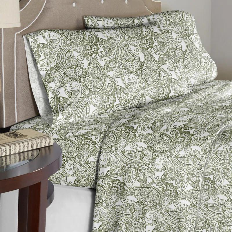 Pointehaven Boho Percale Paisley Sheet Set