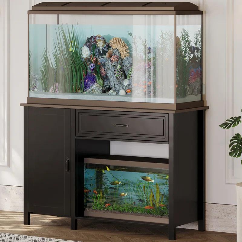 Tucker Murphy Pet™ Fish Tank Stand - 55-75 Gallon Wooden Aquarium Stand With Storage Cabinet For Fish Tank Accessories - 770 LBS Capacity, 51"X19.6"X35"H