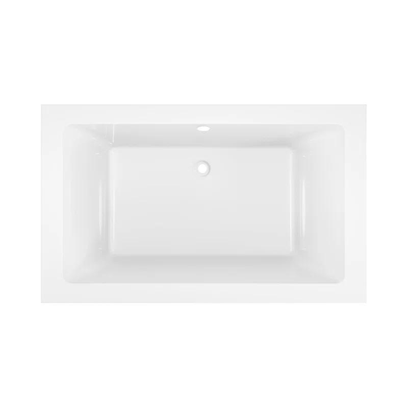 Kingston Brass Aqua Eden 59-Inch Acrylic Rectangular Drop-In Tub with Reversible Drain