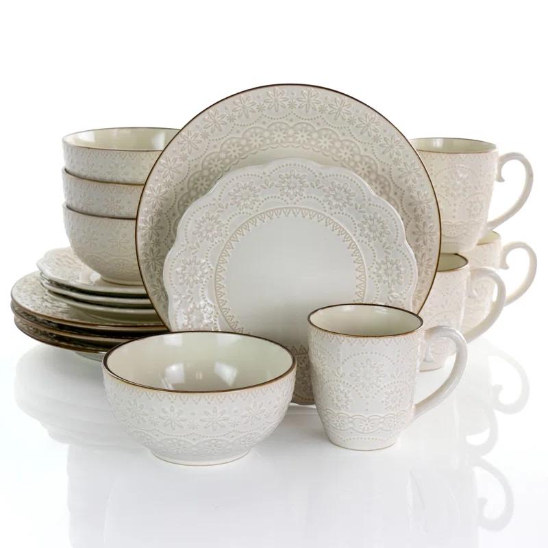 16 Piece Stoneware Dinnerware Set - Service for 4