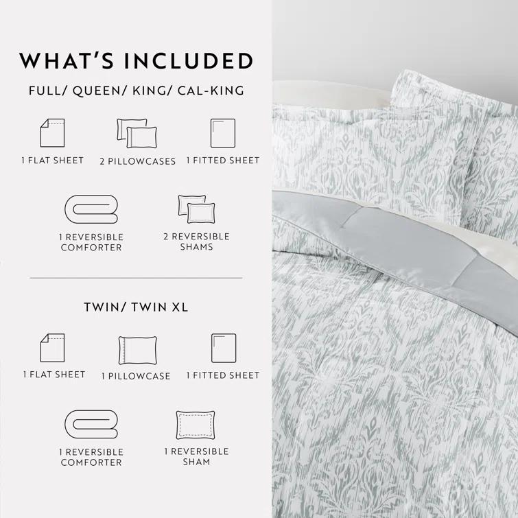 IEnjoy Home 7-Piece Bedding Bundle - Pattern Comforter and Sheet Set