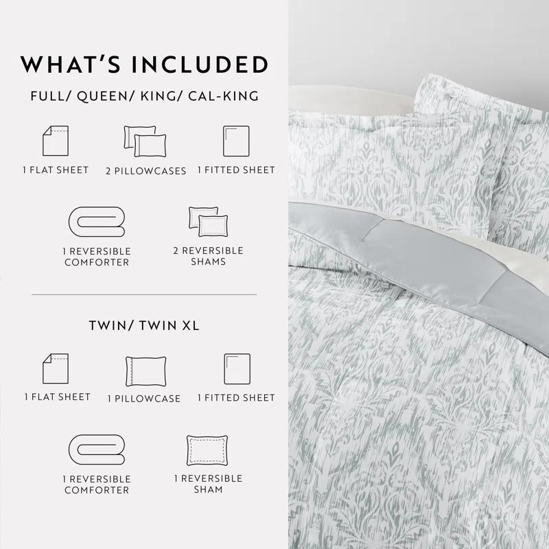 IEnjoy Home 7-Piece Bedding Bundle - Pattern Comforter and Sheet Set