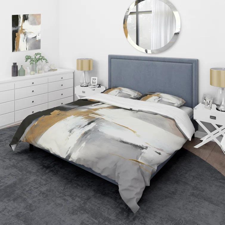 Design Art Black And Gold Harmony Of Marble VI - Abstract Marble Duvet Cover Set - Microfiber Polyester