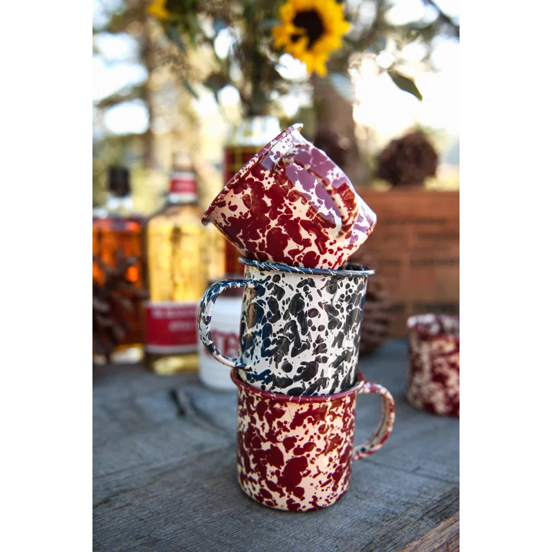 Crow Canyon Home Crow Canyon Enamelware Splatter 12 oz Mugs (Set of 4)