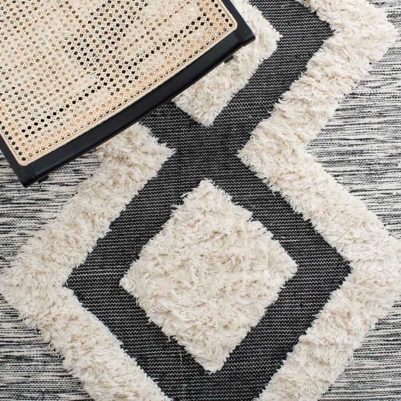 Foundry Select Kenya Hand Loomed Wool/Cotton Southwestern Rug in Black/Ivory