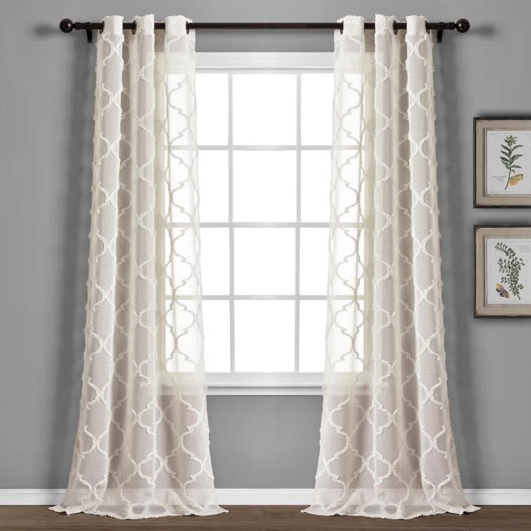 Lush Decor Avon Trellis Sheer Polyester Sheer Curtain Pair (Set of 2)