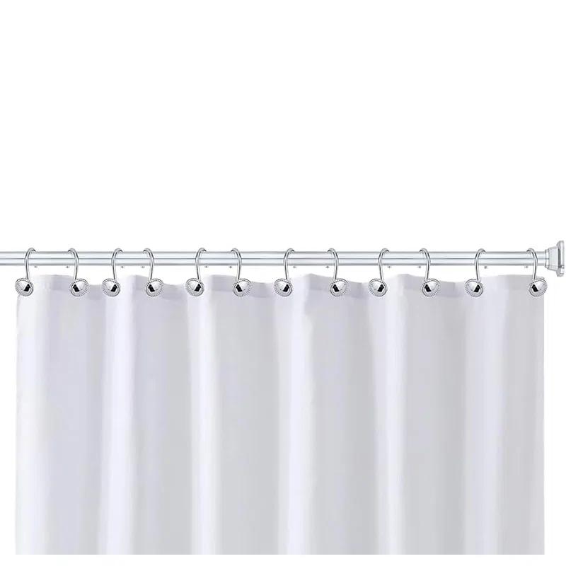 Home Mart Goods 12 Piece Set - Chrome Button Heavy Duty Shower Curtain Hooks Rings Rustproof Metal
