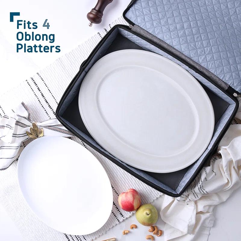 8 Piece Fabric Dinnerware Storage Set with Felt Dividers Included