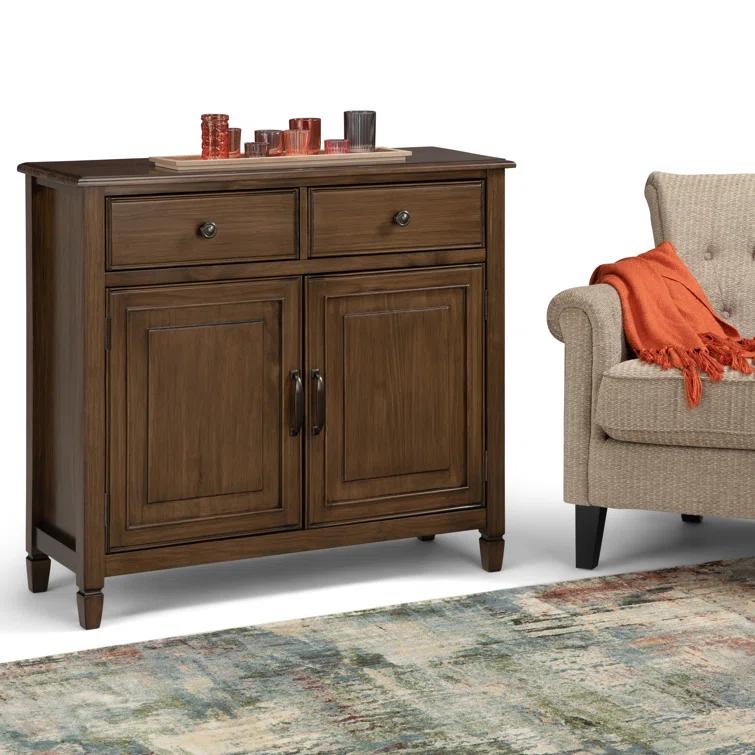 Simpli Home Connaught 40"W Solid Wood 2-Shelf Entryway Storage Cabinet with 2 Storage Drawers & Reviews | Wayfair