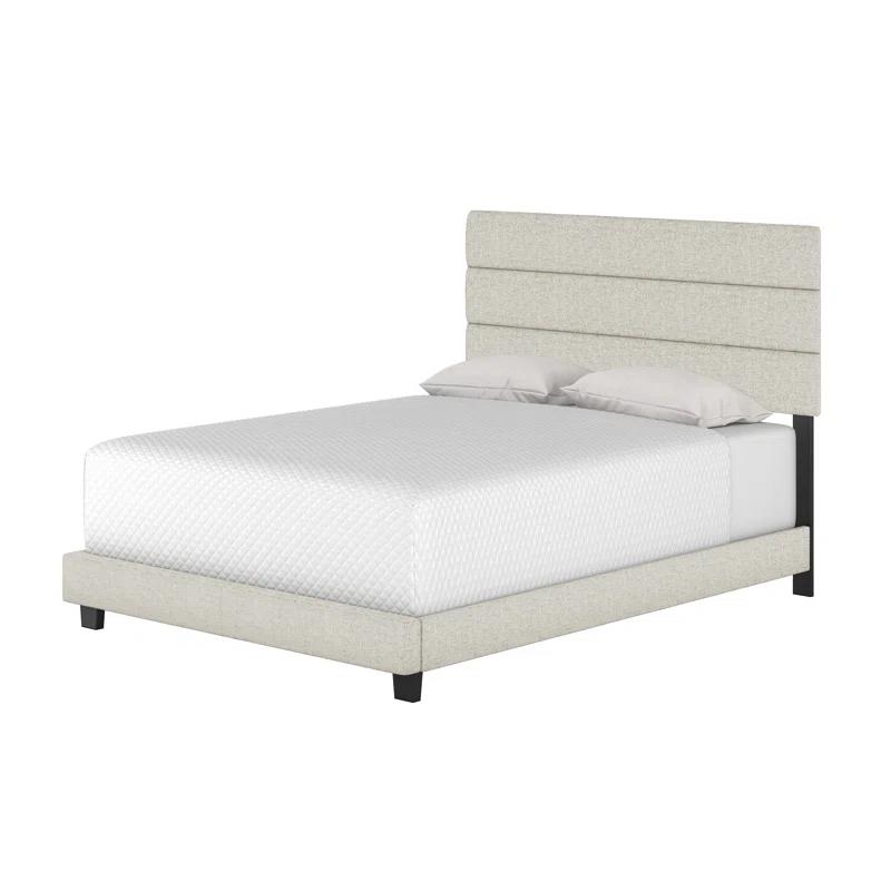 Boyd Sleep Ravenna Upholstered Linen Tri-Panel Channel Adjustable Height Headboard Platform Bed Frame