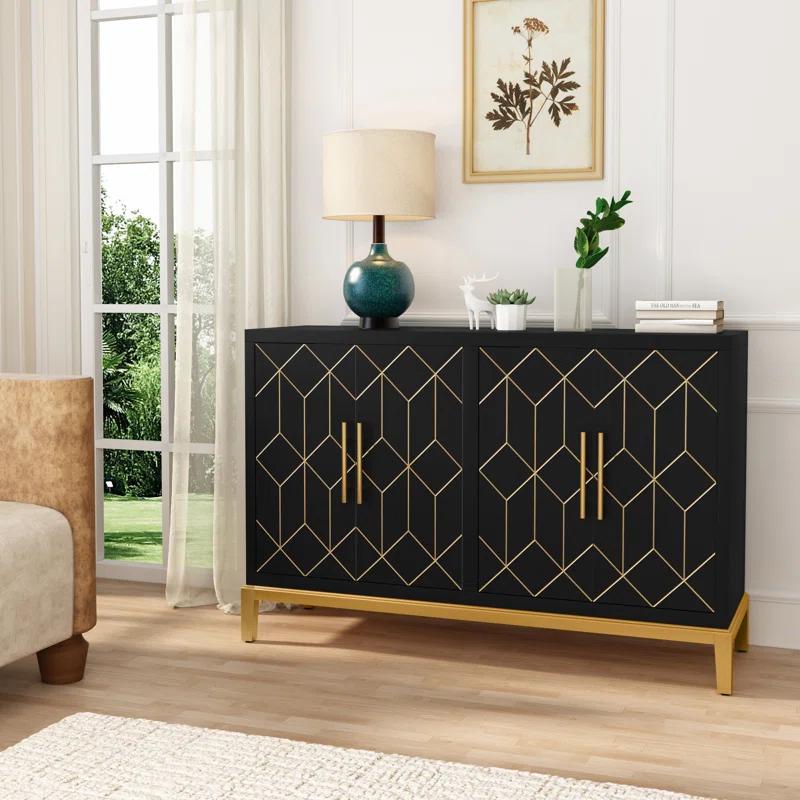 Dieks 48" Sideboard Storage Cabinet with Gold Trim