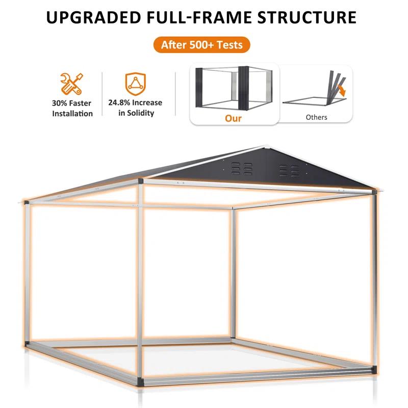 10 ft. W x 14 ft. D Outdoor Metal Shed Storage with Updated Frame Structure and Lockable Doors
