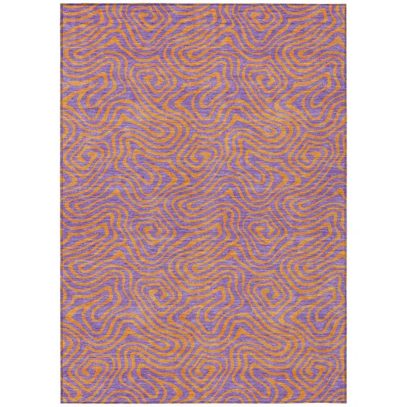 Machine Washable Indoor/Outdoor Chayden ACN1031 Purple 2'3" x 7'6" Runner Rug