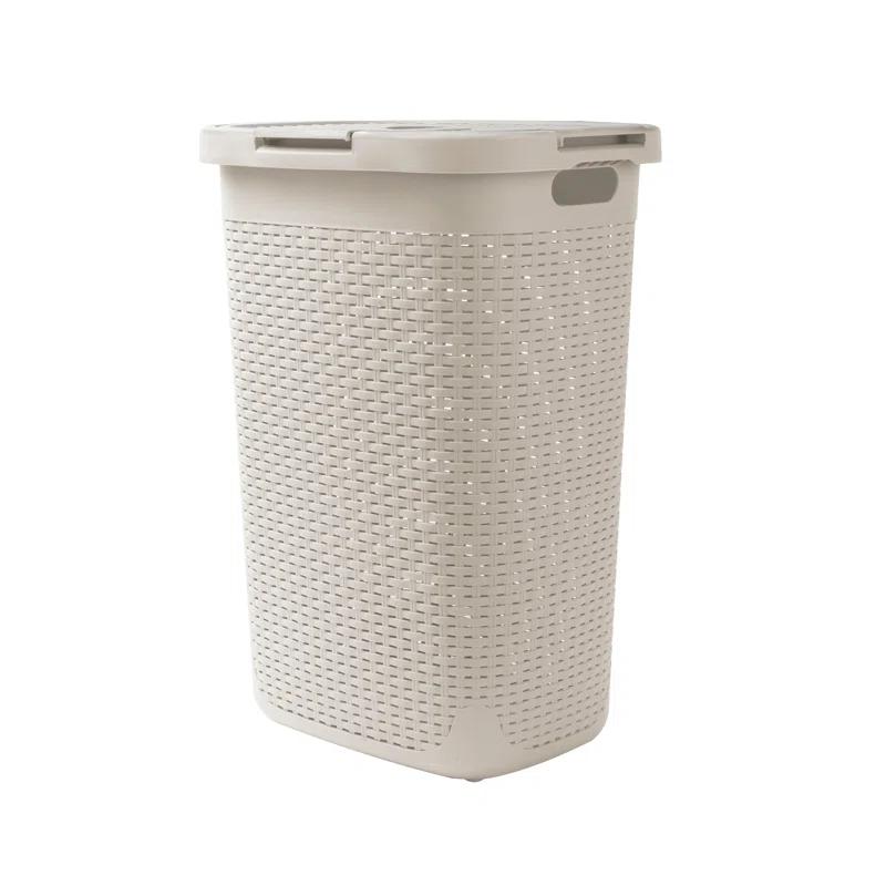 Mind Reader Mind Reader 40L Slim Laundry Hamper, Clothes Basket, Lid, Wicker Design, Plastic