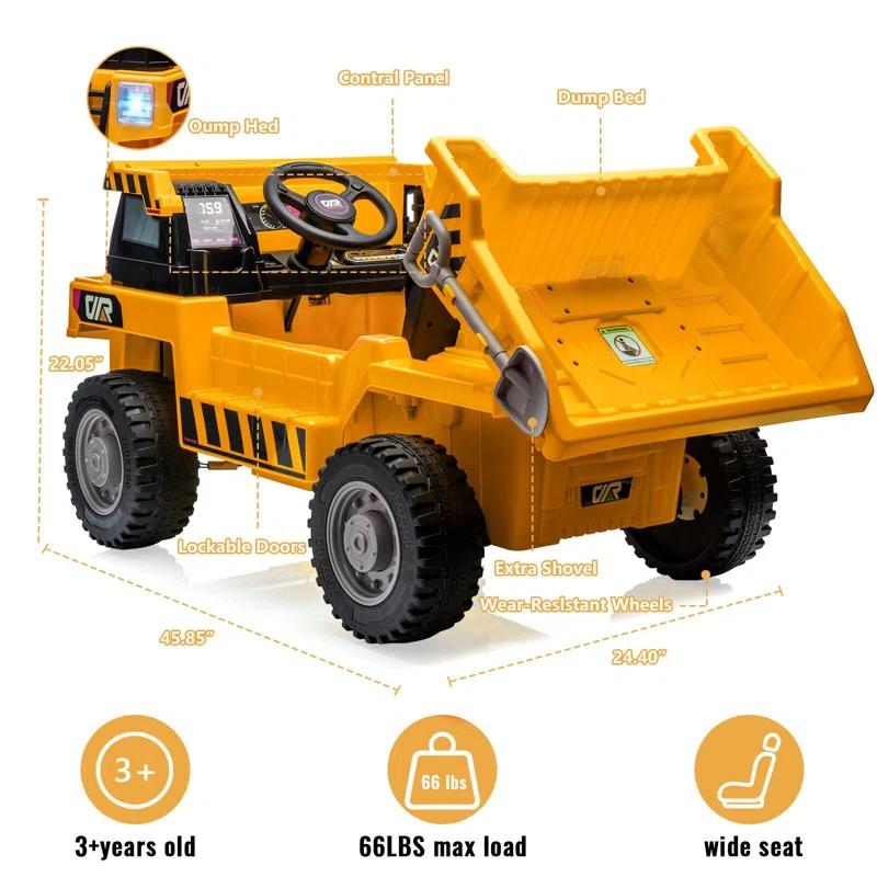 Hetoy Ride On Dump Truck, 12V Ride On Car With Remote Control