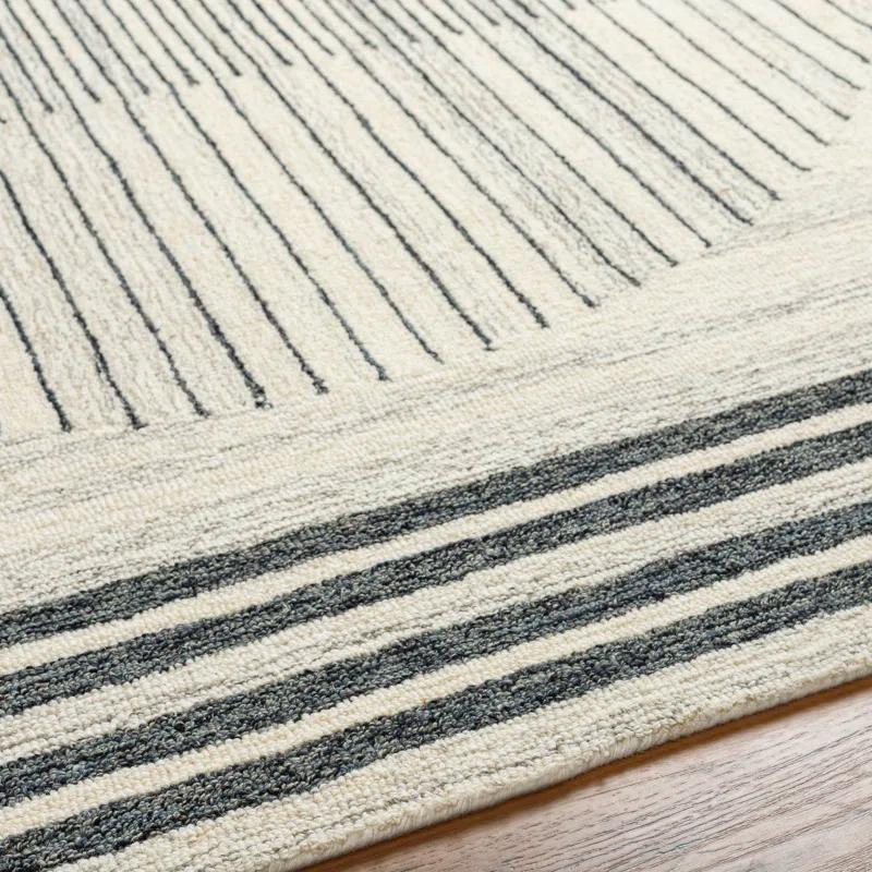 Uptown Geometric Hand Tufted Wool Area Rug in Beige/Black