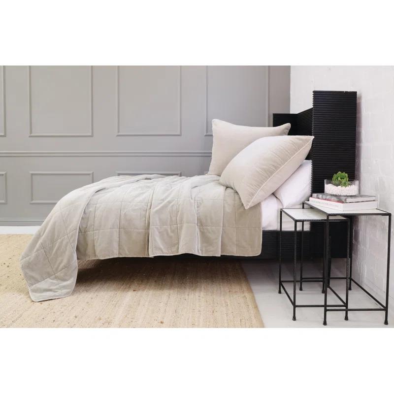 Amsterdam Cotton Velvet Coverlet by Pom Pom at Home - Natural / Queen
