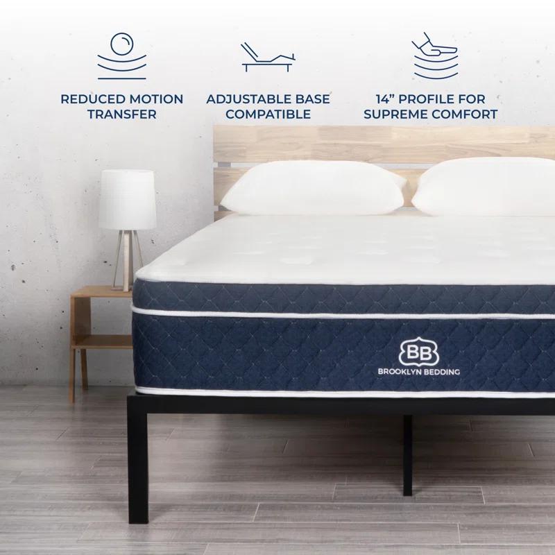 Brooklyn Bedding Brooklyn Standard 14" Plush Hybrid Mattress with Cooling Cover