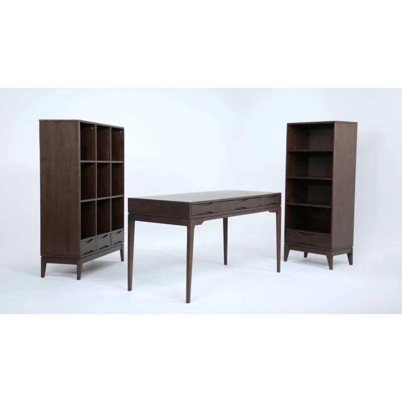Simpli Home Harper 24"W Solid Hardwood 4 Shelf Mid-Century Modern Bookcase with Drawer and Adjustable Shelves