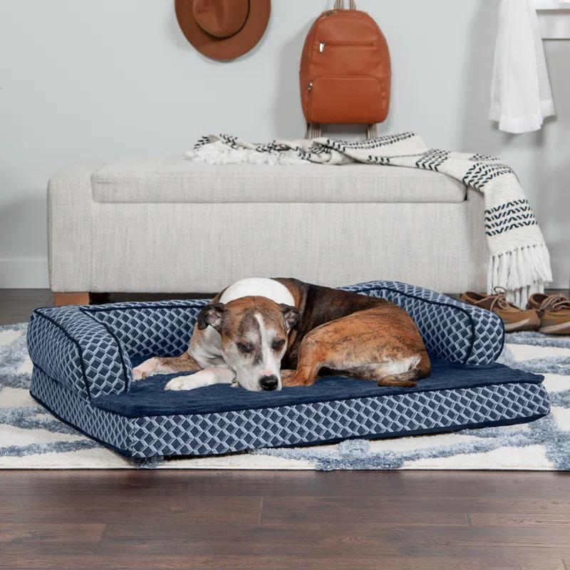 FurHaven Plush & Diamond Décor Comfy Couch Pet Bed