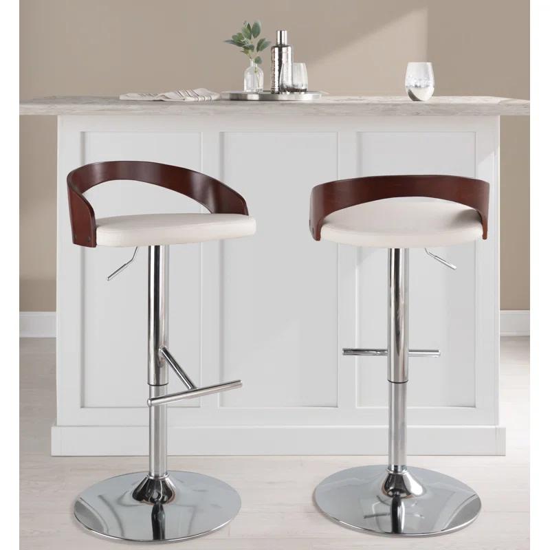 Grotto Swivel Upholstered Adjustable Height Counter Stool with Metal Frame (Set of 2)