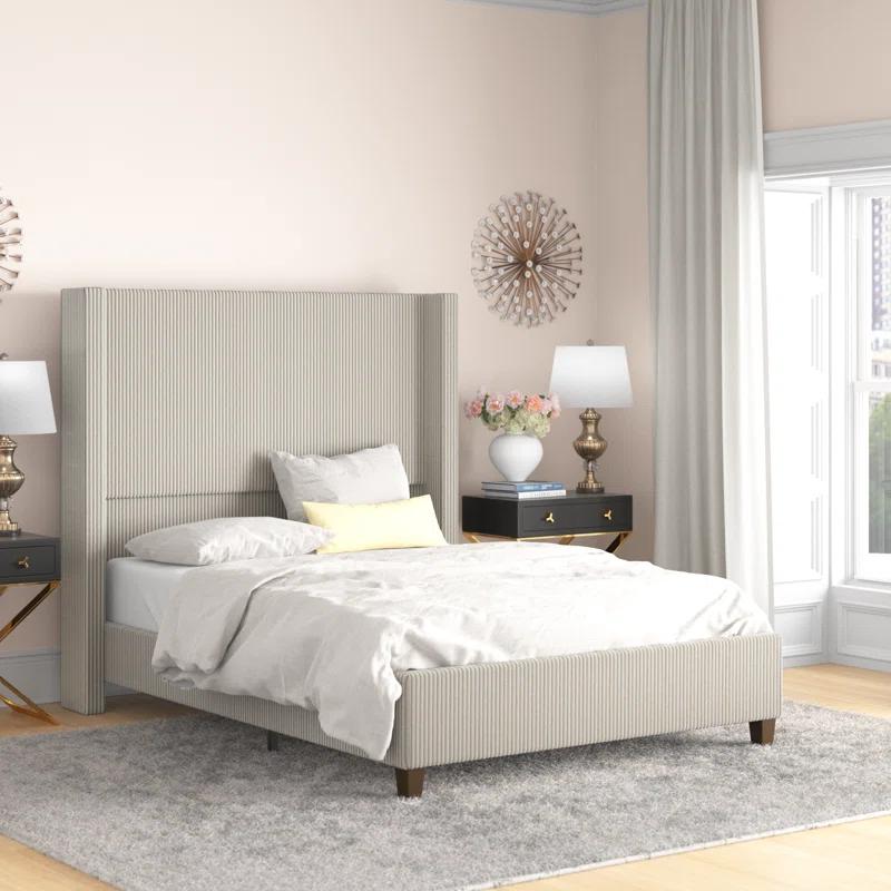 Dunwoody Upholstered Wingback Platform Bed