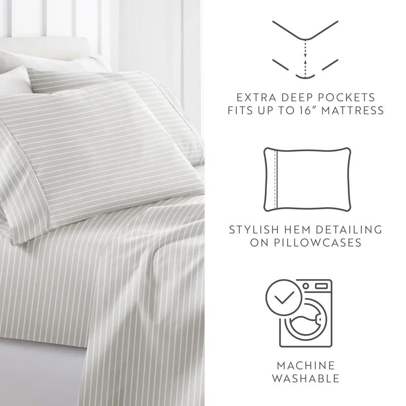 4 Piece Sheet Set Patterned Microfiber Ultra Soft Bedding