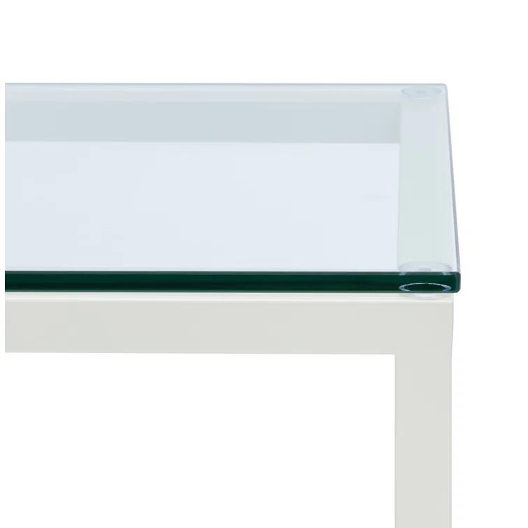 SAFAVIEH Couture Viggo Glam Glass Top Metal Side Table, White