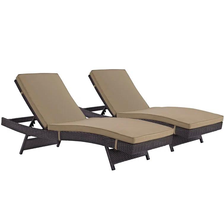 Modway Convene Outdoor Patio ChaiseSet of 2 in Espresso Mocha