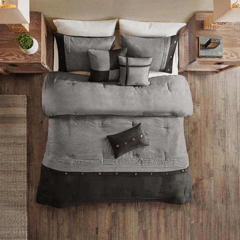 Madison Park Boone 7 Piece Faux Suede Comforter Set
