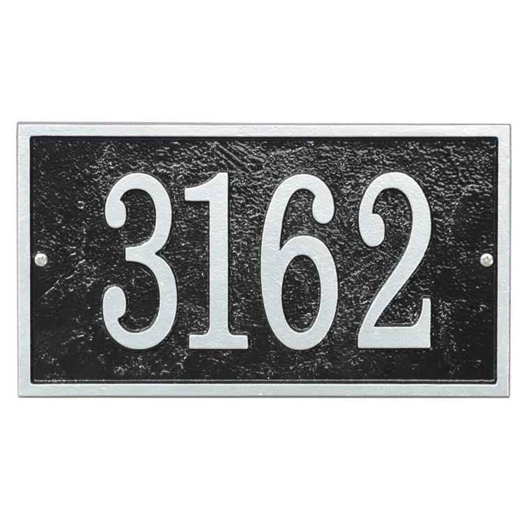 Black and Silver Metal Rectangle House Numbers Plaque