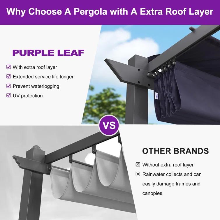 Purple Leaf Purple Leaf 10 Ft. W X 10 Ft. D Aluminium Pergola With Canopy