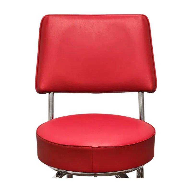 Richardson Seating Retro Home Double Ring Upholstered Swivel Bar Stool with Back
